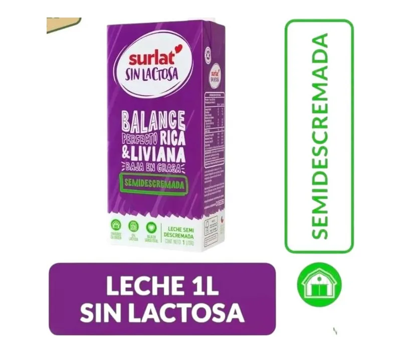 LECHE SEMIDESCREMADA SURLAT 1 LTS CAJA 6 UNIDADES