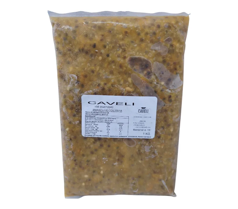PULPA MARACUYA CON SEMILLAS BOLSA 1 KILO