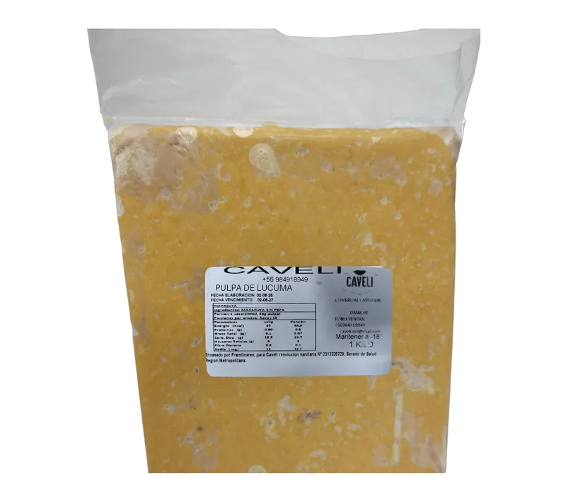 PULPA DE LUCUMA NATURAL PASTEURIZADA SIN AZUCAR BOLSA DE 1 KG