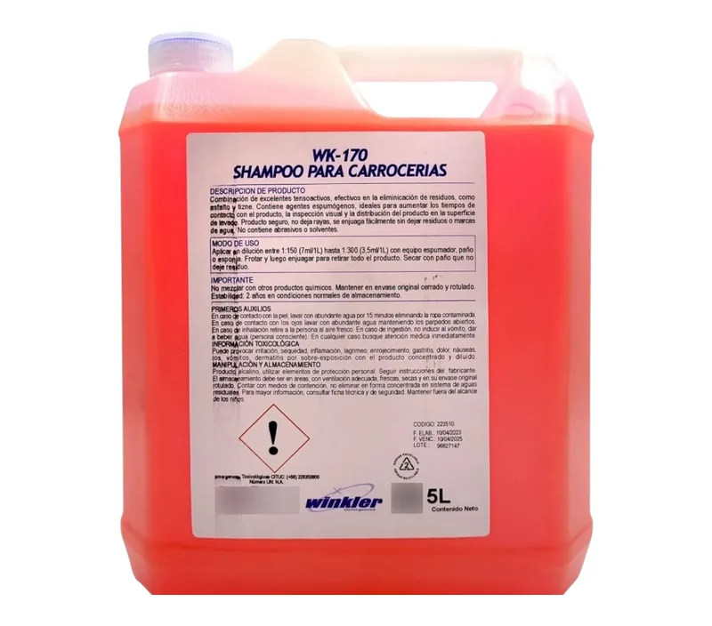 SHAMPOO PARA CARROCERIAS BIDON 5 LITROS CAJA 4 UNIDADES