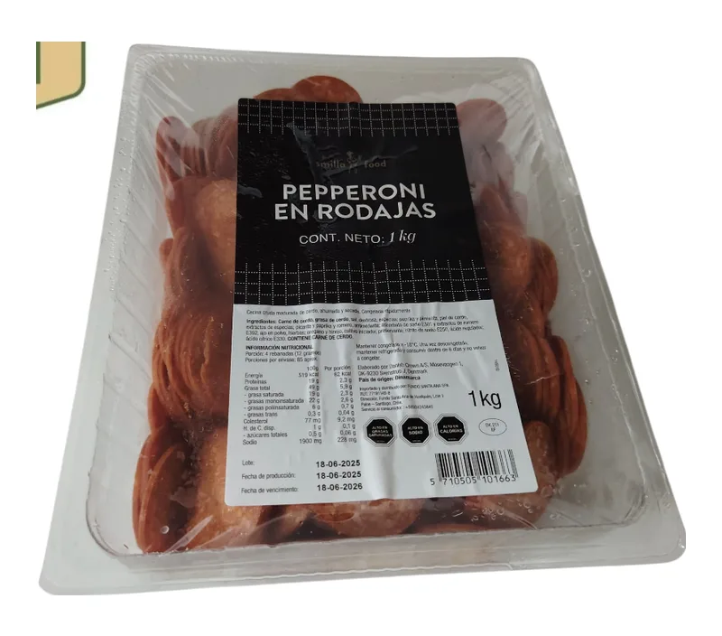 PEPPERONI AMERICAN TYPE BANDEJA 1 KILO CAJA 12 UNIDADES