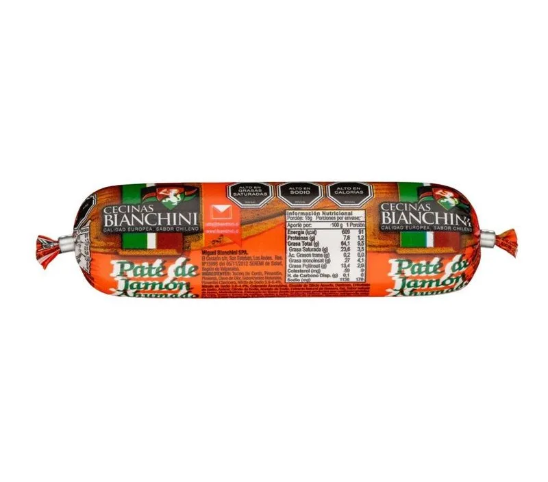 PATE DE JAMON AHUMADO BIANCHINI 120 APROX GRS CAJA 16 UNIDADES