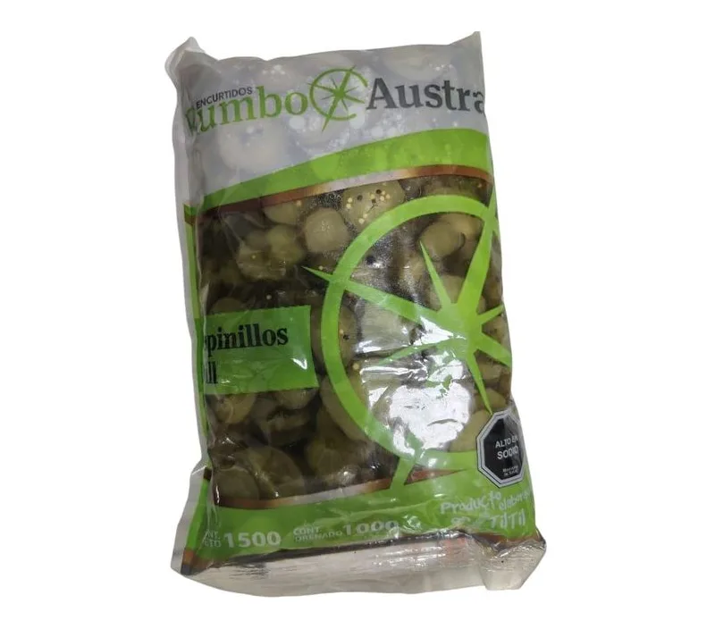 OFERTA PEPINILLO DILL LAMINADO RECETA AMERICANA RUMBO AUSTRAL BOLSA 1 KILO CAJA 10 KILOS
