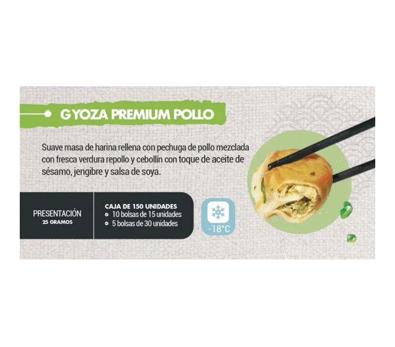 GYOSA POLLO BOLSA PEQUEÑA  PREMIUN 25 GRS CAJA 10 BOLSAS DE 15 UNIDADES