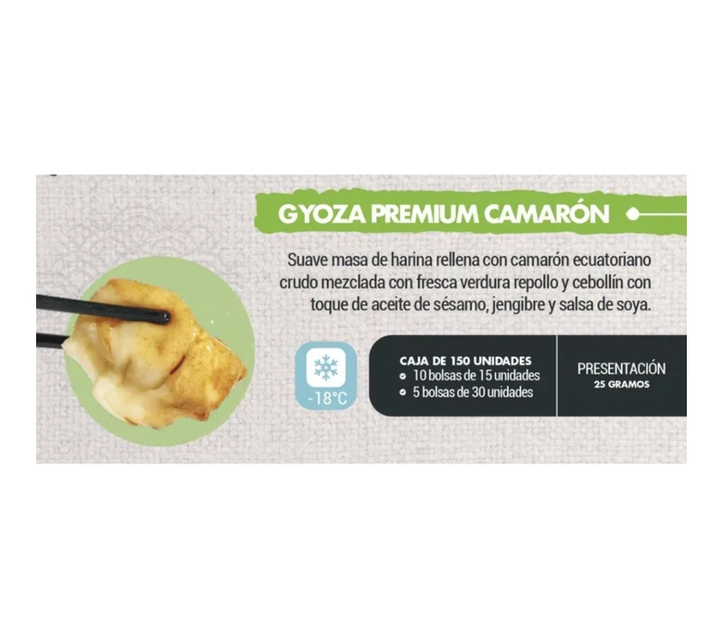 GYOSA CAMARON BOLSA PEQUEÑA PREMIUN 25 GRS CAJA 10 BOLSAS DE 15 UNIDADES