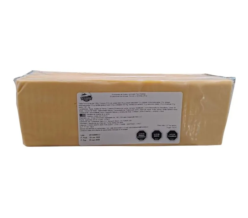 CHEDDAR LAMINADO AMERICANO 2.27 KG 160 LAMINAS POR ENVASE CAJA 4 UNIDADES