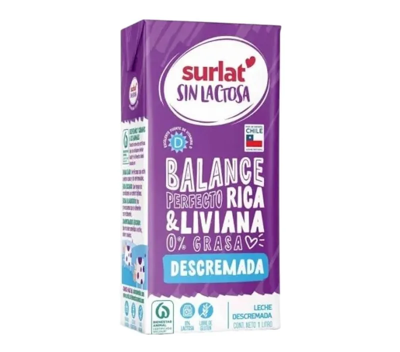 LECHE DESCREMADA SURLAT 1 LITRO PACK 6 UNIDADES